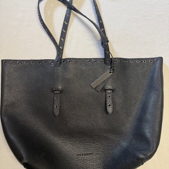 VINCE CAMUTO Areli Noir Stud Trim Leather Tote Bag - Picture 1 of 13